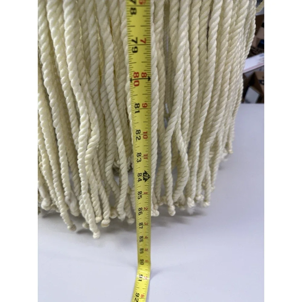 Vintage XL Macrame Hanging table & plant Hanger Retro Boho 70s Cream 88